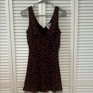 Princess Polly Black Dress with Red Floral Design